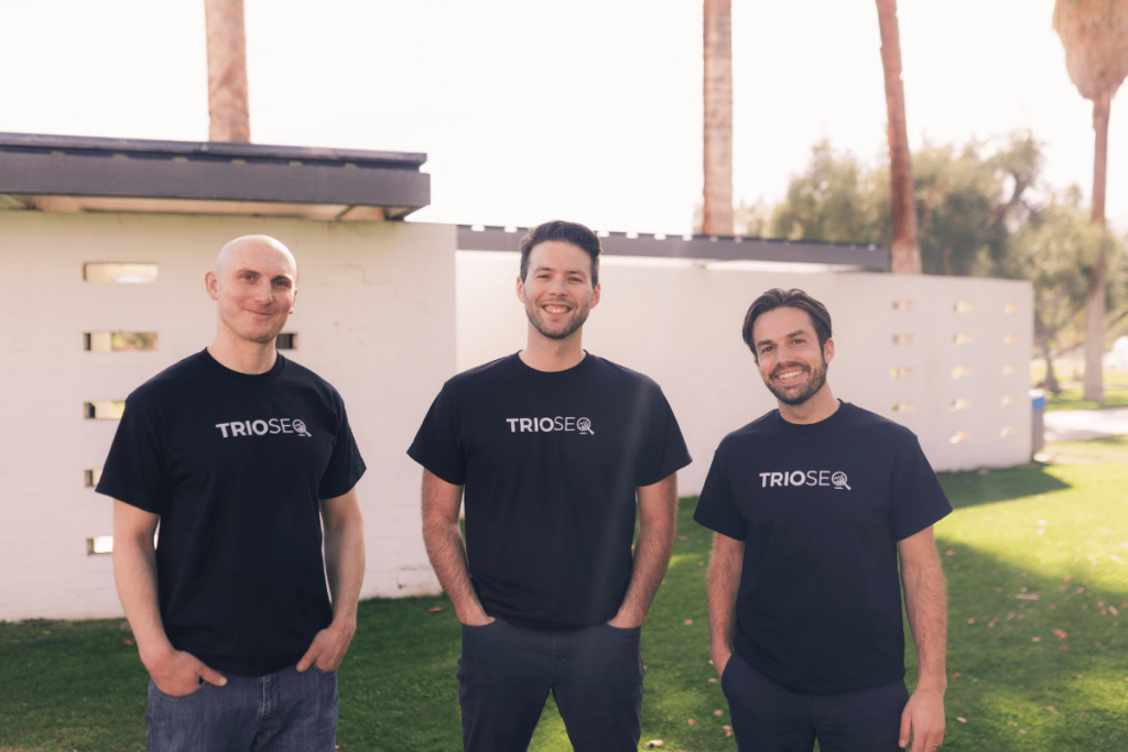 Nathan, Steven, and Connor from TRIOS® in casual tees under sunny skies.