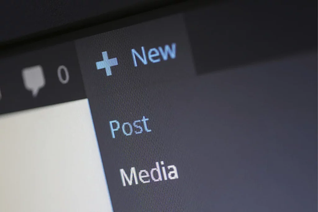 Zoomed-in perspective of a content creation tool's menu, emphasizing the post creation function.